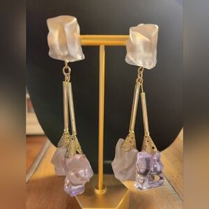 Vintage Faux Raw Gemstone Dangle Earrings